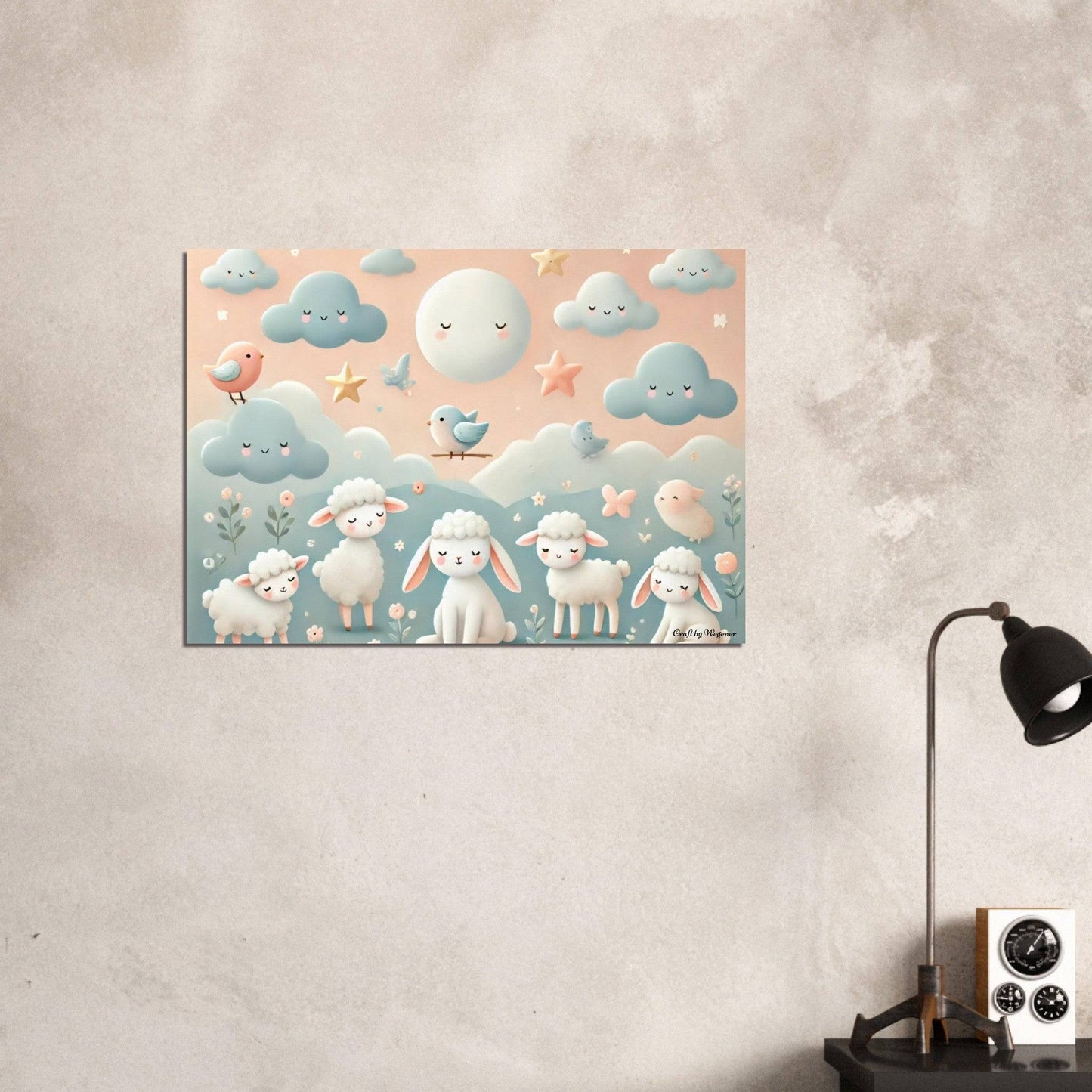 a picture of a sheep family in the sky