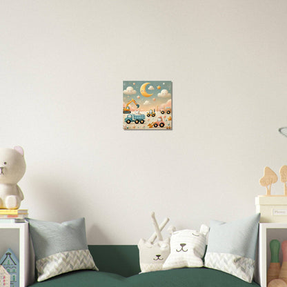 a child's bedroom with a green bed and white walls