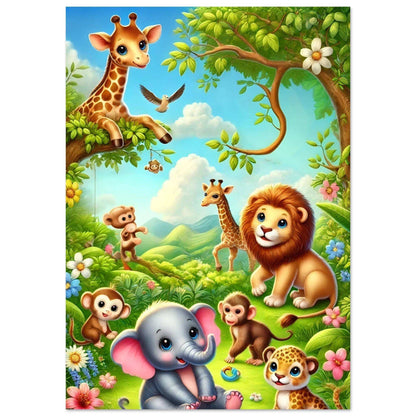 a painting of animals in the jungle